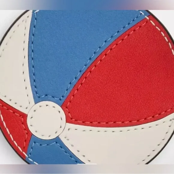 ποΈ NEW Coach Beach Ball Bag Charm β Red/White/Blue Leather π - Picture 2 of 4
